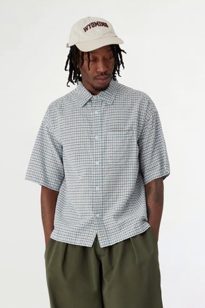 BDG Urban Outfitters CHECK SEERSUCKER UNISEX - Blúzka so zapínaním na gombíky - blue