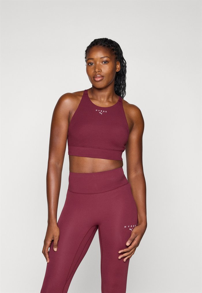 PUMA X HYROX SHAPELUXE HIGH NECK - Medium support sports bra - ruby shimmer