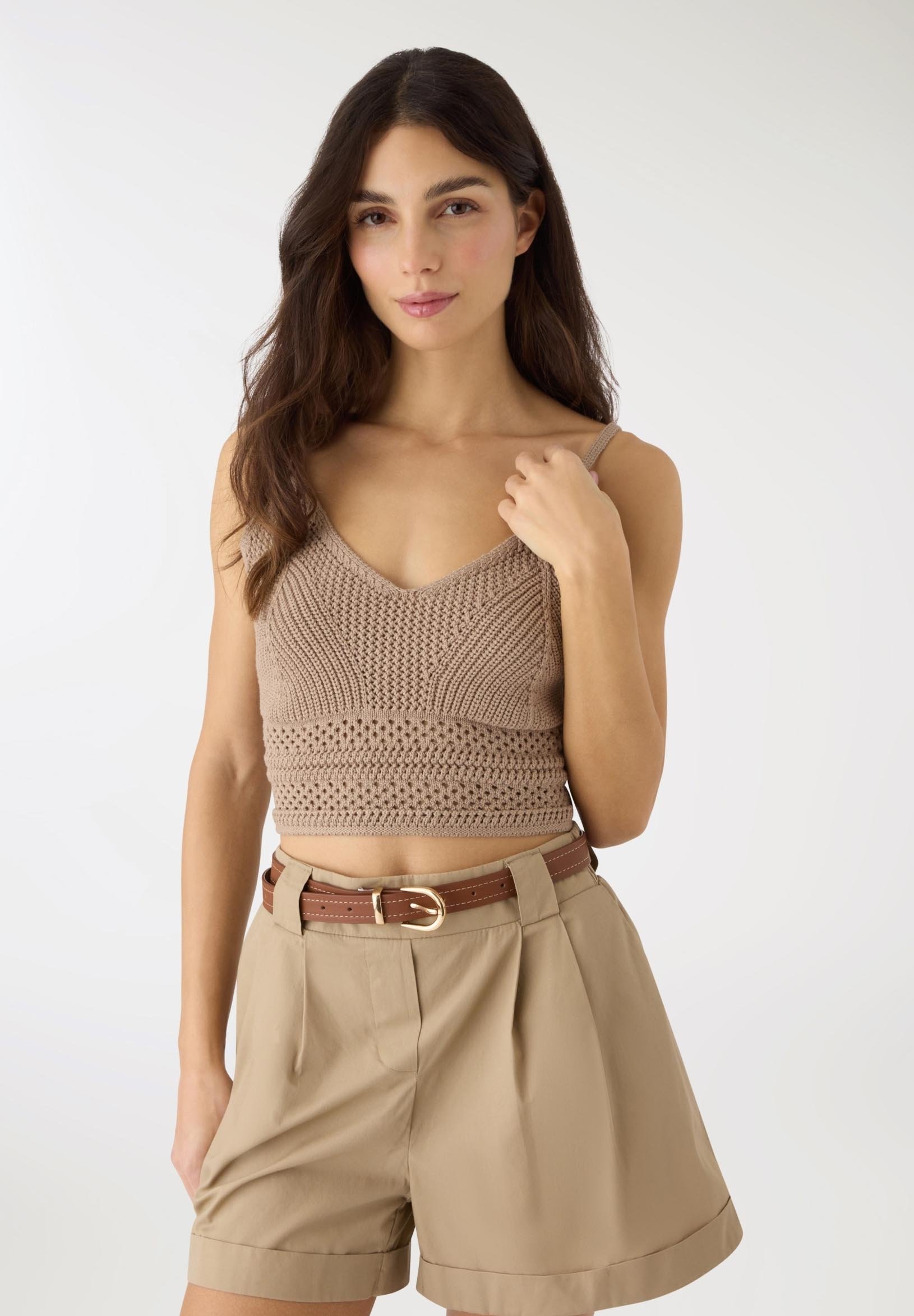 UNCIN CON SPALLINE SOTTILI - Top - beige scuro donna