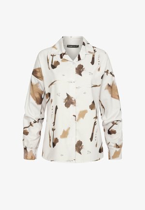 Cloud 5ive, LANGARM MIT UND ALL OVER ABSTRAKT PRINT - Blúzka so zapínaním na gombíky - beige