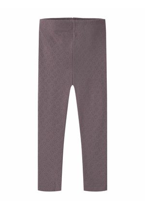 Leggings violets longueur totale avec un motif diamant texturé subtil, taille élastique et jambes fuselées.