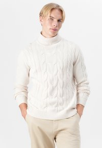 Hackett London CABLE ROLL NECK - Pulóver - off white