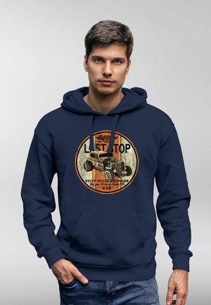 HOT ROD LAST STOP ROCKABILLY RETRO OLDSCHOOL USA M - Hoodie - navy