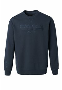 Felpa a maniche lunghe blu navy con polsini e orlo a coste, caratterizzata dal logo in rilievo "SALSA JEANS" sul petto.
