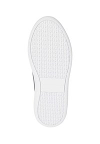 Sole di una sneaker, design piatto con una superficie in gomma bianca testurizzata caratterizzata da un motivo geometrico e un bordo piatto prominente.