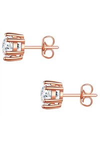 Orecchini a bottone in oro rosa con un gemstone chiaro racchiuso in un design elegante e aperto. Le aste sono dotate di una chiusura posteriore sicura.