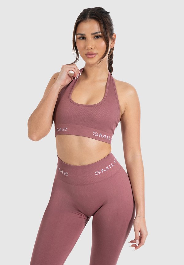 AZURA RIBBED NECK HOLDER BRA - Sport-BH mit mittlerer Stützkraft - altrosa