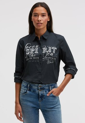 LANGARM MIT LOGO-FLOCK-PRINT - Hemdbluse - blue navy