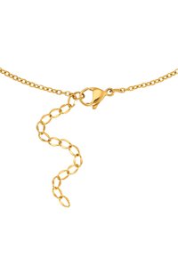 Guld kæde halssmykke med ovale led og en lobster clasp til lukning; skinnende finish med glat tekstur og ensartet farve.