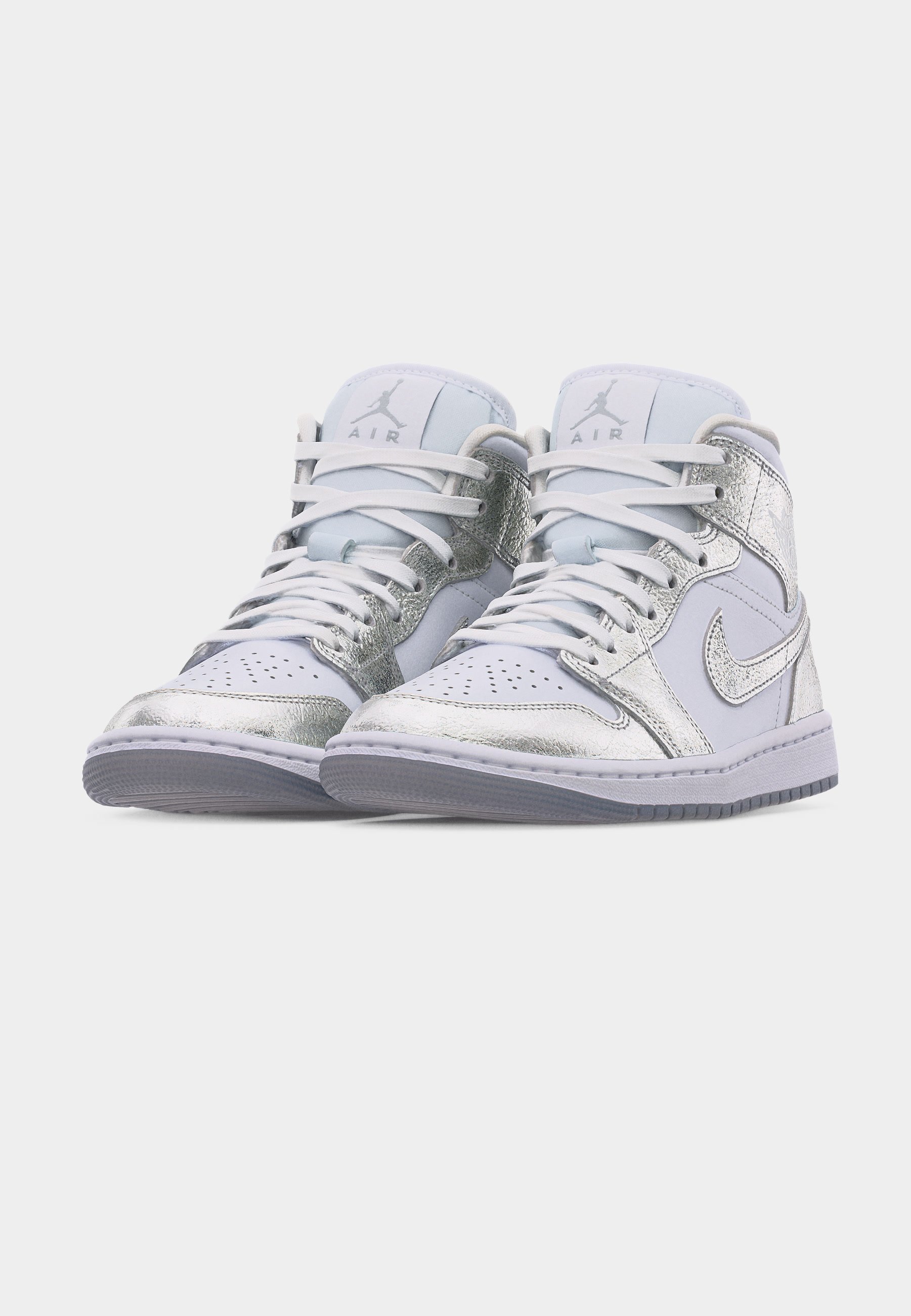 Jordan AIR JORDAN 1 MID SE - Sneakers high - white/metallic silver