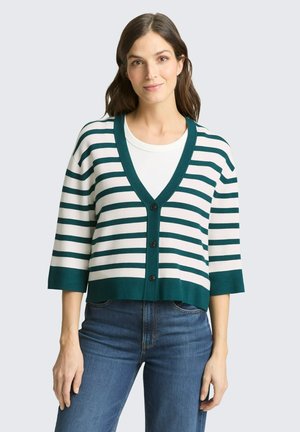 LOOSE FIT  MIT STREIFENMUSTER - Vest - white green knit stripe
