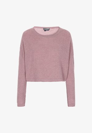 Hele roosa, lühikeste varrukatega sviiter, mis on valmistatud tekstureeritud kudumismaterjalist. Omab pikka varrukat ja ümmargust kaelust. Täiendavaid detaile ega mustreid ei ole.