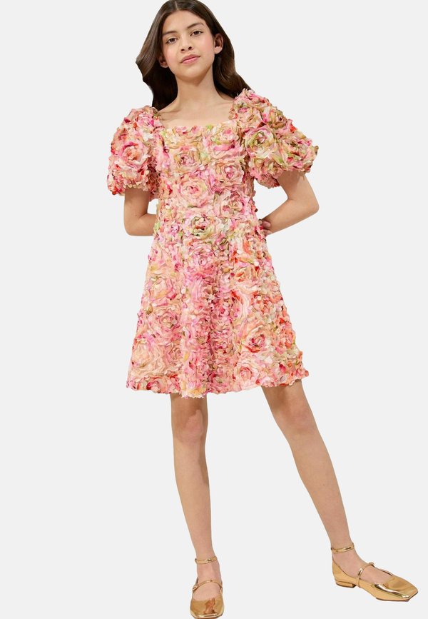 REGULAR FIT - TEXTURED FLORAL SHORT SLEEVE SKATER - Cocktailkleid/festliches Kleid