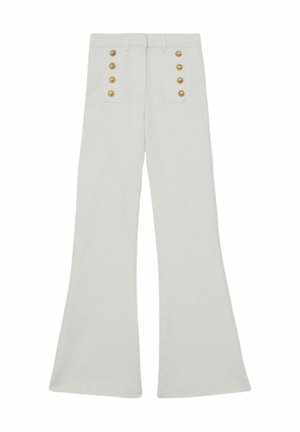 Reiss, PETITE FIT - ATHENA BUTTON-DETAIL HIGH-RISE FLARED JEANS . - Flared Jeans - white
