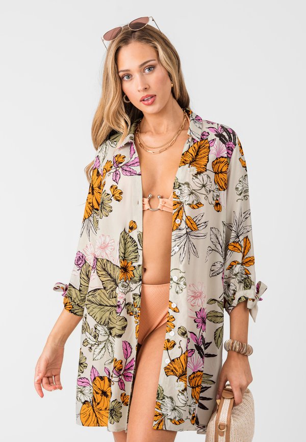 SHIRT DRESS SWIMSUIT COVER UP - Blusenkleid - blumen