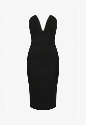 Goddiva, STRAPLESS SUPER PLUNGE DIAMANTE NECK MIDI DRESS - Cocktailkleid/festliches Kleid - schwarz