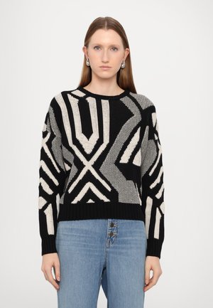 CRISTOBAL LONG SLEEVE - Stickad tröja - black/mascarpone cream