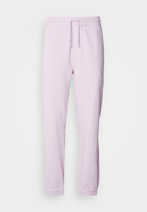 Helle rosa Jogginghosen aus Baumwolle, mit einem elastischen Taillenbund und Kordelzug, Bündchen an den Knöcheln und einem dezenten gestickten Logodetail.