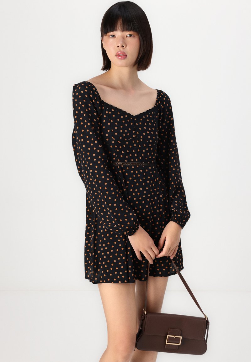 brown polka dot dress american eagle Dott Dress