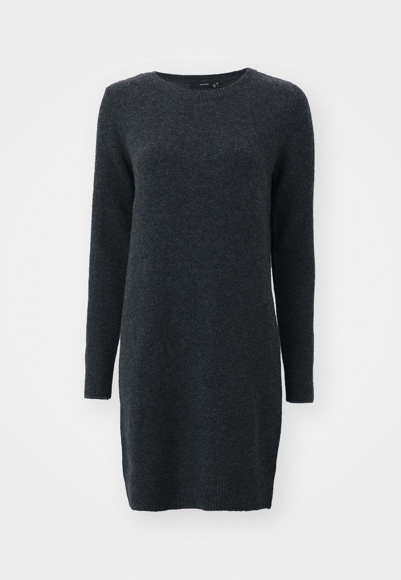 Vero Moda Gebreide jurk donkergrijs gemêleerd