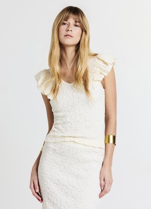 Calliope VOLANT TESSUTO BUBBLE - T-shirt imprimé - ecru chiaro