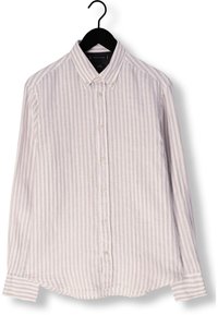 Gestreepte button-up shirt in lichtroze en wit, gemaakt van lichtgewicht stof, met een klassieke kraag en lange mouwen met knopenmanchetten.
