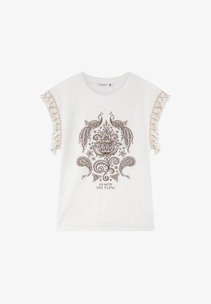 Terranova, FRANGE MANICHE ST ETNICA - T-shirt con stampa - bianco lana