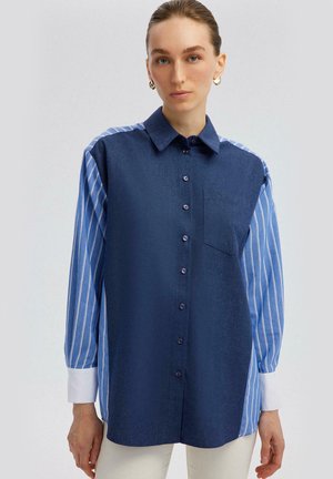 STRIPED BLOCK - Camicia - navy blue