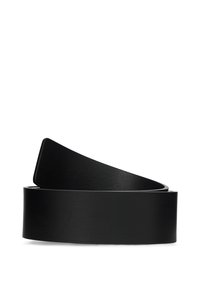 Mustast nahkrihm, millel on lame ja lai disain. Sile tekstuur, nähtavaid metallosi ega aktsente pole. Õrn läige, kahanenud ots.