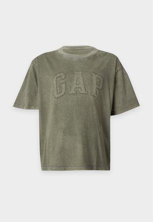 GAP, EVERYDAY BOXY FIT LOGO TEE - Μπλουζάκι με στάμπα - mesculen green