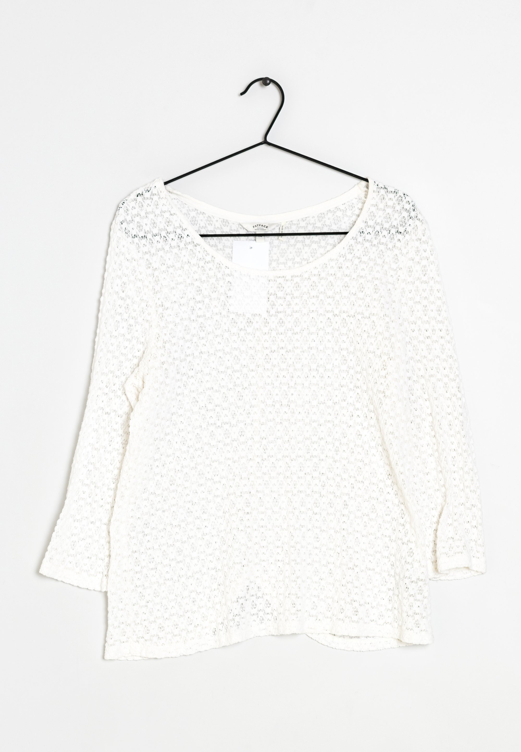Ex Fat Face Women's Long Sleeve Vienna V Neck Jumper in ivory | UK