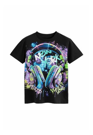 SHORT SLEEVE GRAPHIC STANDARD - Print T-shirt - navy headphones