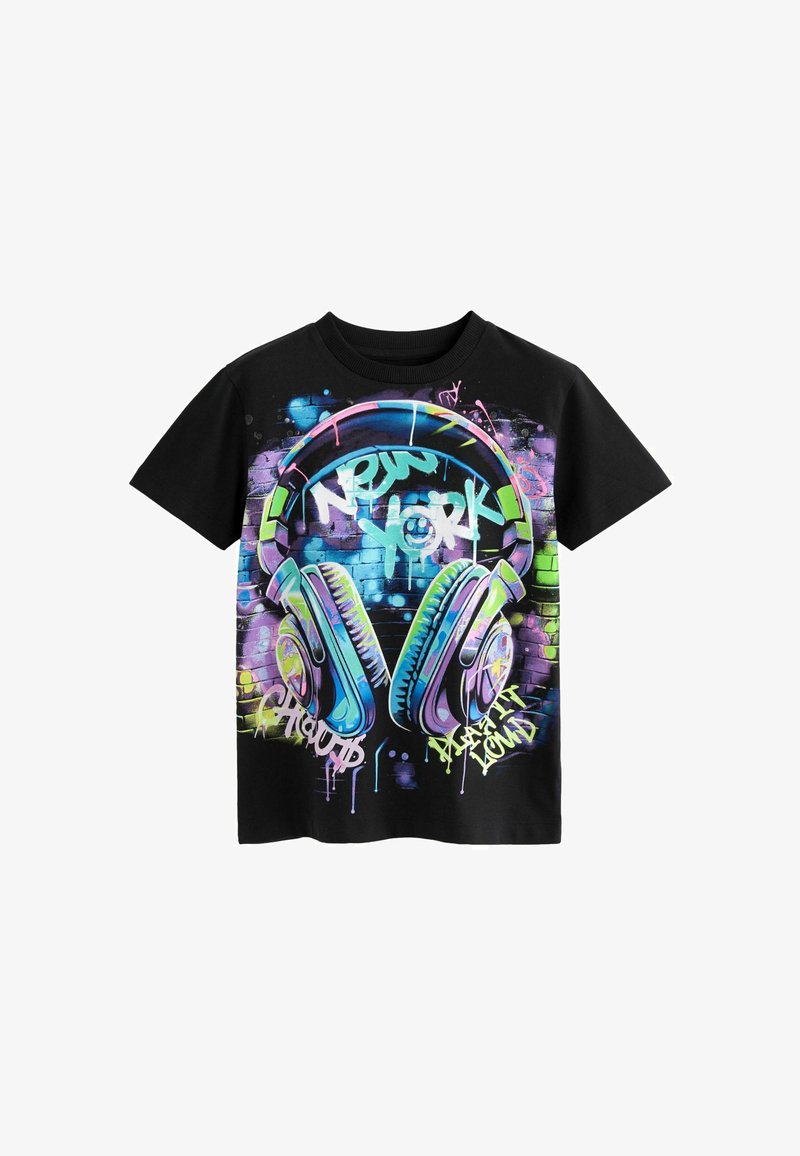 Next SHORT SLEEVE GRAPHIC STANDARD - Marškinėliai su spaudiniu - navy headphones