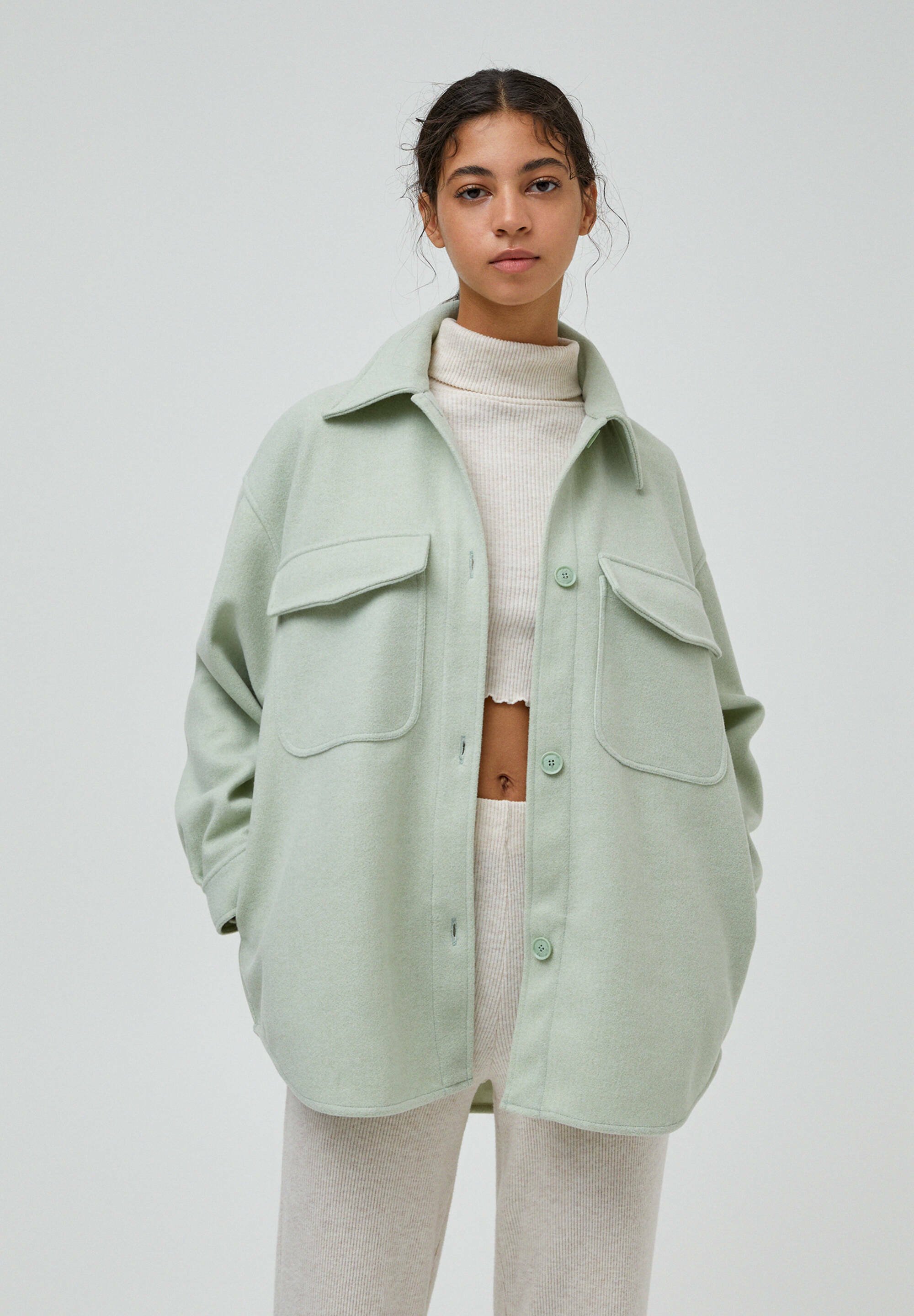 pull and bear green coat