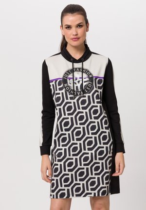 Jerseykleid - oatmeal schwarz ultra violet