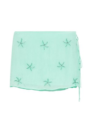 PULL&BEAR, SARONG WITH BEADED STARS - MINI SKIRT - Minijupe - turquoise