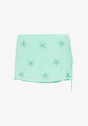 PULL&BEAR, SARONG WITH BEADED STARS - MINI SKIRT - Minijupe - turquoise