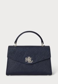 CROSSHATCH LEATHER SMALL FARRAH SATCHEL - Rokassoma - navy