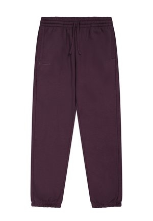 Lila Jogginghosen aus weichem Stoff, mit einem elastischen Bund und Kordelzug, Seitentaschen und elastischen Bündchen an den Knöcheln.