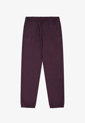 Lila Jogginghosen aus weichem Stoff, mit einem elastischen Bund und Kordelzug, Seitentaschen und elastischen Bündchen an den Knöcheln.