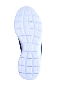 Semelle en caoutchouc blanche avec des motifs de grip texturés, présentant de profondes rainures et sections pour une meilleure traction et flexibilité.