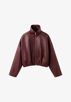 Mango, ADULT - Faux leather jacket - maroon