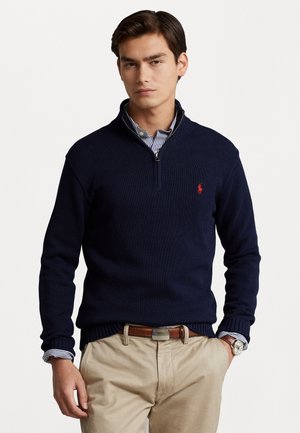 COTTON QUARTER ZIP SWEATER - Jersey de punto - hunter navy