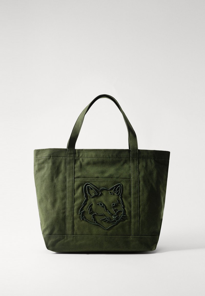 Maison Kitsuné - FOX HEAD LARGE UNISEX - Bolso shopping - ranger green, Ampliar