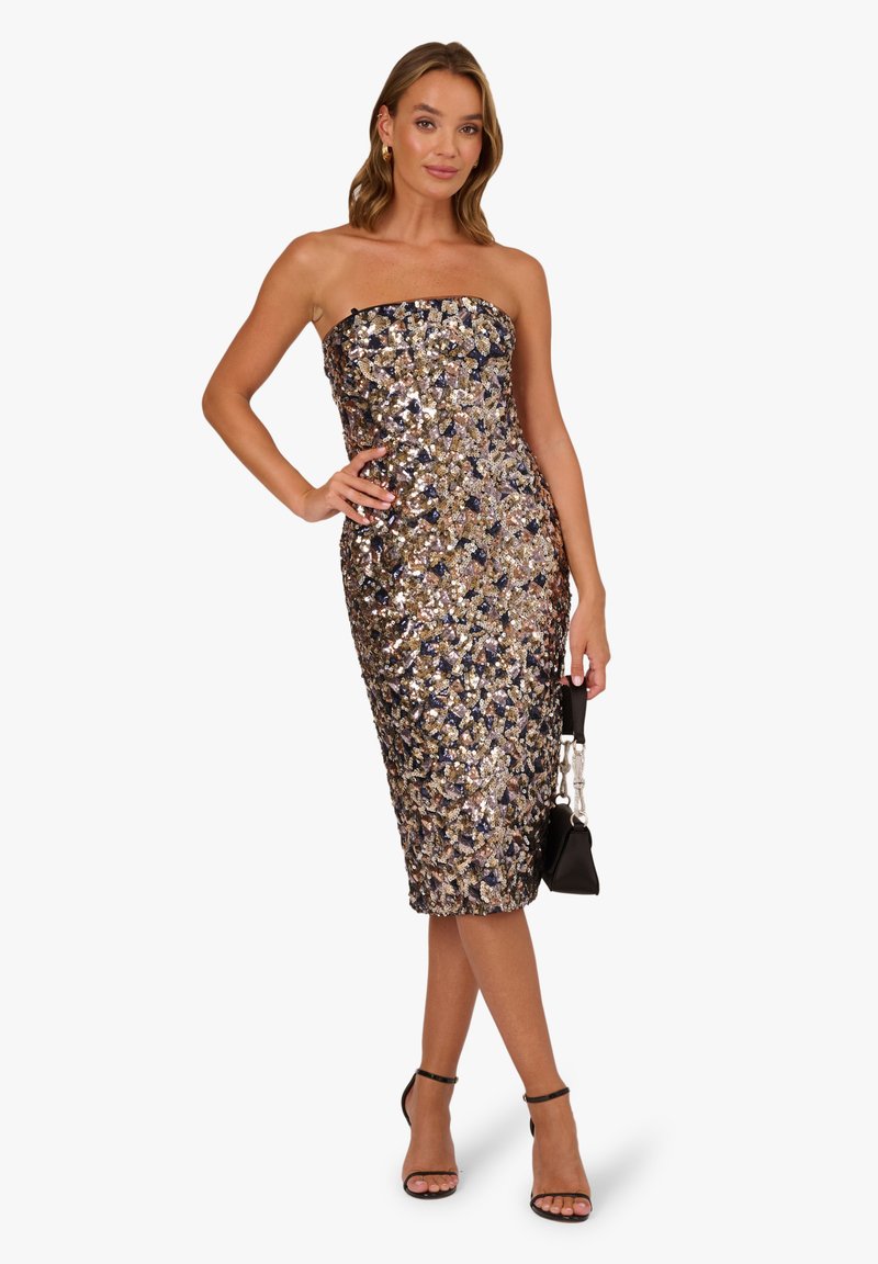 sachin and babi light blue dress Navy Blue Beaded Mermaid Gown