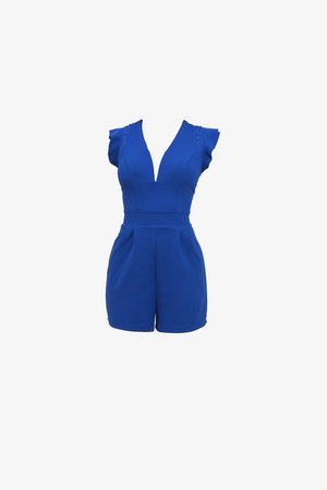 WAL G. RUFFLE PLAYSUIT WITH BACK INSERT - Overal - electirc blue