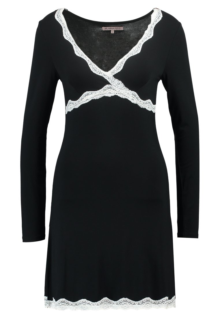 Damen Nachthemden | Anna Field HEIDI LONG SLEEVES VISCOSE NIGHTDRESS Nachthemd black/schwarz - QJ94884 Damen Nachthemden | Anna Field HEIDI LONG SLEEVES VISCOSE NIGHTDRESS Nachthemd black/schwarz - QJ94884
