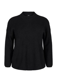 Zizzi Stickad tröja - black mel