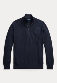 MESH-KNIT COTTON QUARTER-ZIP SWEATER - Camisola - navy heather
