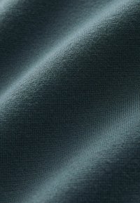 Texturovaná látka ve tmavě zelené barvě s měkkým, mírně lesklým povrchem, která má jemný tkaný vzor. Vhodná na oděvy nebo čalounění.